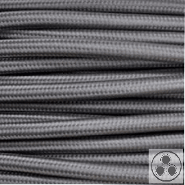 Textilkabel, Stoffkabel, Farbe Grau 3 adrig 3 x 0,75 mm² rund (Meterware)