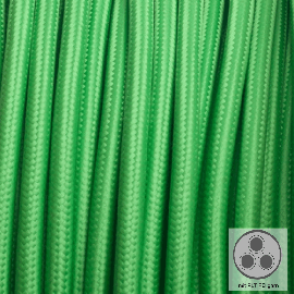 Textilkabel, Stoffkabel, Farbe Grün 3 adrig 3 x 0,75 mm² rund mit Füllgarn (Meterware)