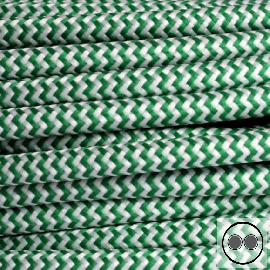 Textilkabel, Stoffkabel, Grün Zick Zack 2 adrig 2 x 0,75 mm² rund (Meterware)