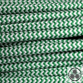 Textilkabel, Stoffkabel, Grün Zick Zack 3 adrig 3 x 0,75 mm² rund (Meterware)