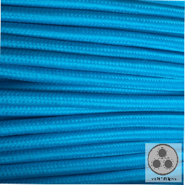 Textilkabel, Stoffkabel, Farbe Hellblau 3 adrig 3 x 0,75 mm² rund mit Füllgarn (Meterware)