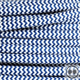 Textilkabel, Stoffkabel, Königsblau Zick-Zack 2 adrig 2 x 0,75 mm² rund (Meterware)