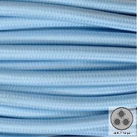 Textilkabel, Stoffkabel, Farbe Light Blau 3 adrig 3 x 0,75 mm² rund mit Füllgarn (Meterware)