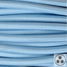 Textilkabel, Stoffkabel, Farbe Light Blau 3 adrig 3 x 0,75 mm² rund (Meterware)