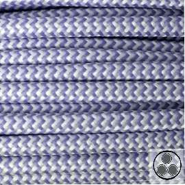Textilkabel, Stoffkabel, Blau Lila Zick Zack 3 adrig 3 x 0,75 mm² rund (Meterware)