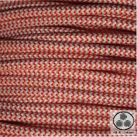 Textilkabel, Stoffkabel, Orange Zick Zack 3 adrig 3 x 0,75 mm² rund mit Füllgarn (Meterware)