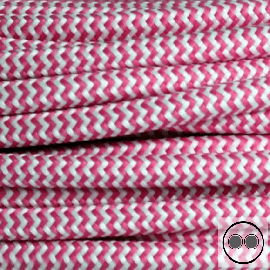 Textilkabel, Stoffkabel, Pink Zick Zack 2 adrig 2 x 0,75 mm² rund (Meterware)