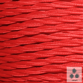 Textilkabel, Stoffkabel, Farbe Rot 3 adrig 3 x 1,5 ²mm verseilt (Meterware)