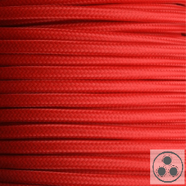 Textilkabel, Stoffkabel, Farbe Rot 3 adrig 3 x 1,5 mm² rund (Meterware)