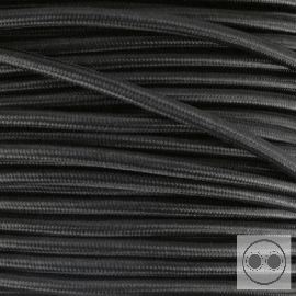 Textilkabel, Stoffkabel, Farbe Schwarz 2 adrig 2 x 0,5 mm² rund (Meterware)