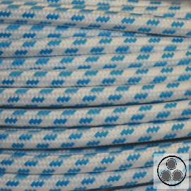 Textilkabel, Stoffkabel, Farbe Welle Blau 3 adrig 3 x 0,75 mm² rund (Meterware)