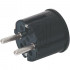 Winkel Stecker schwarz Thermoplast schlagfest mit Zugentlastung, 250V / 16A, VDE