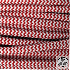 Textilkabel, Stoffkabel, Rot Weis Zick-Zack 3 adrig 3 x 0,75 mm² rund / Füllgarn