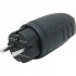Gummi Stecker 250V / 16A schwarz, Zugentlastung spritzwassergeschützt IP44