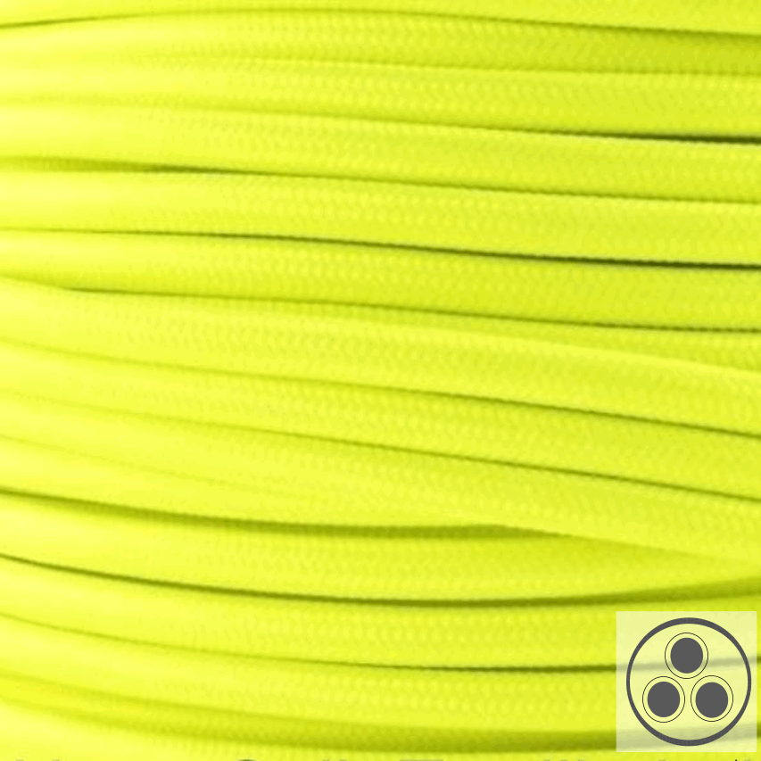 Stoffkabel Farbe Neon Grün 2 adrig 2 x 0,75 mm² rund Meterware Textilkabel 