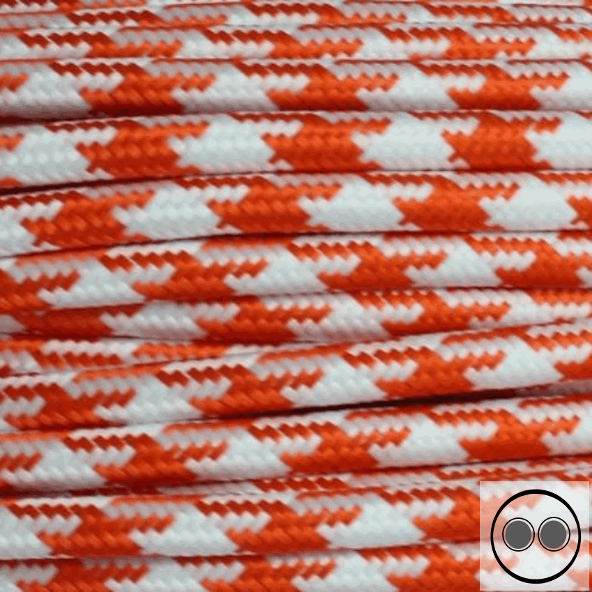 Meterware Textilkabel Stoffkabel Farbe Neon Orange 2 adrig 2 x 0,75 mm² rund 
